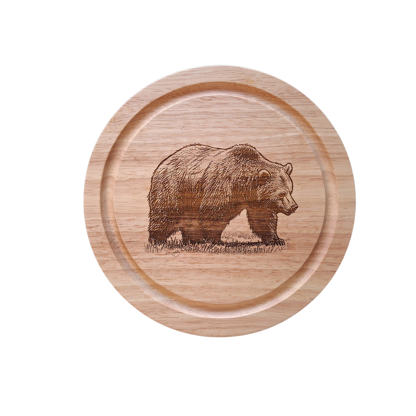 Brown Bear - Cheese Board Set with Tools (21cm dia. x 4cm). - Closed