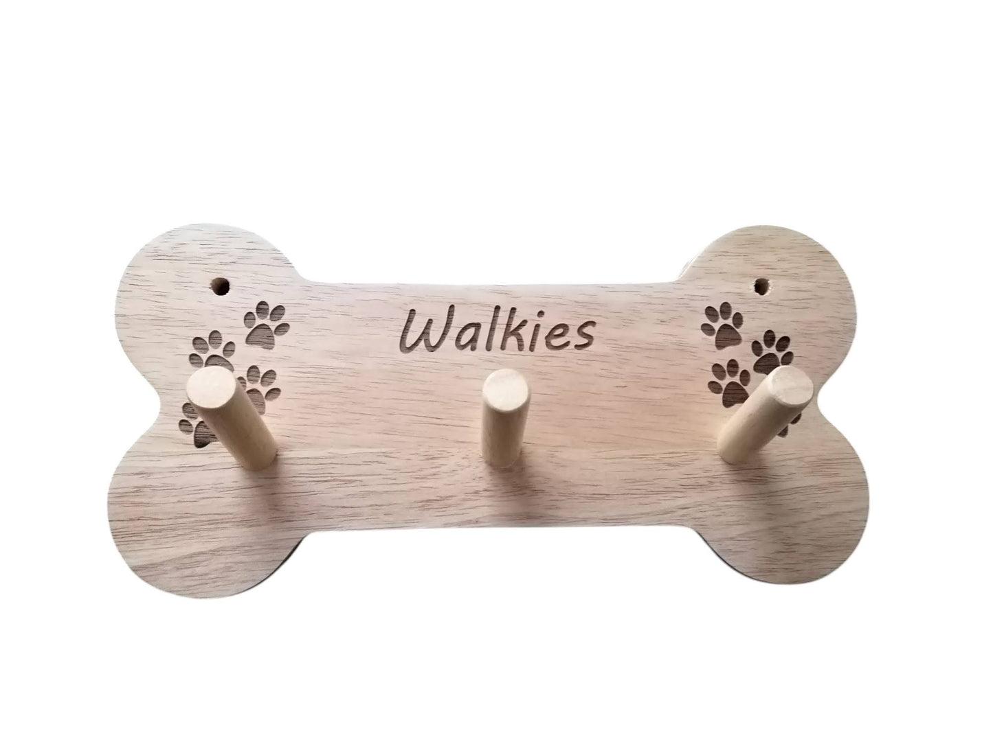Dog Leash Wall Rack - 'Walkies' (30x15cm)