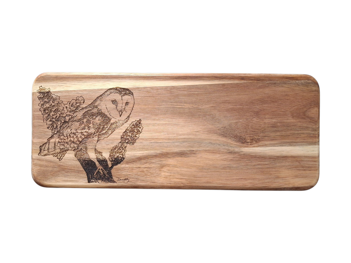 Barn Owl *Exclusive Design* Acacia Display Platter photo top