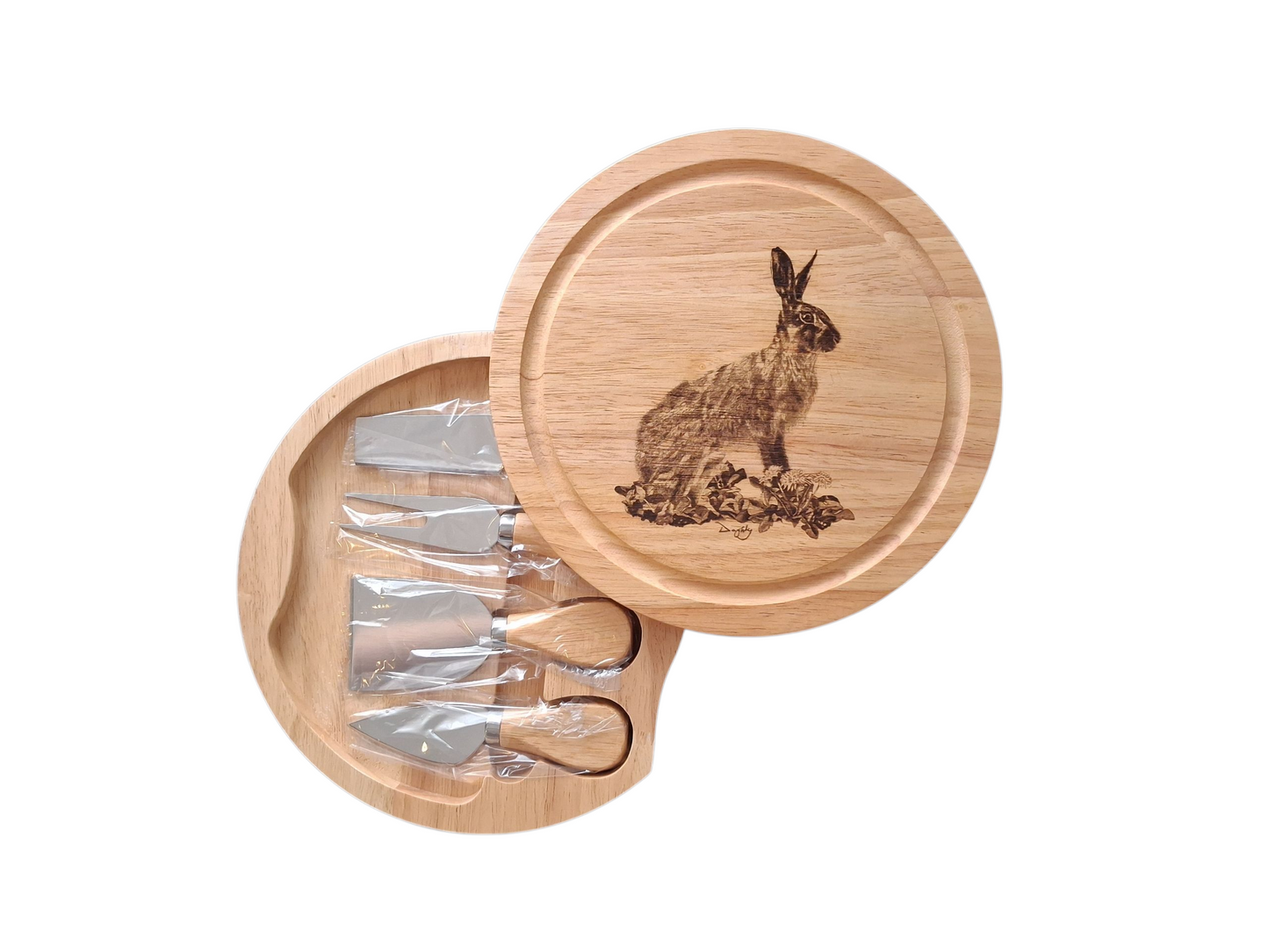 Hare *Exclusive Design* Cheese Set with Tools (21cm dia. x 4cm).