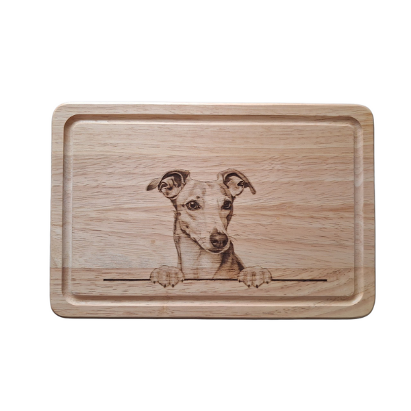 Whippet Dog Design Chopping Board image of front