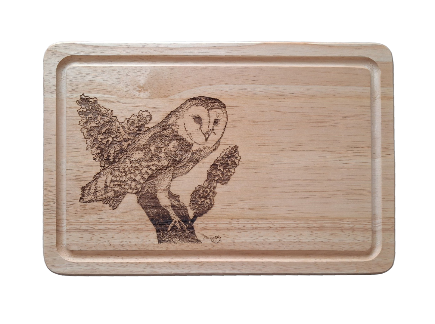 Barn Owl *Exclusive Design* Small Chopping Board image of front
