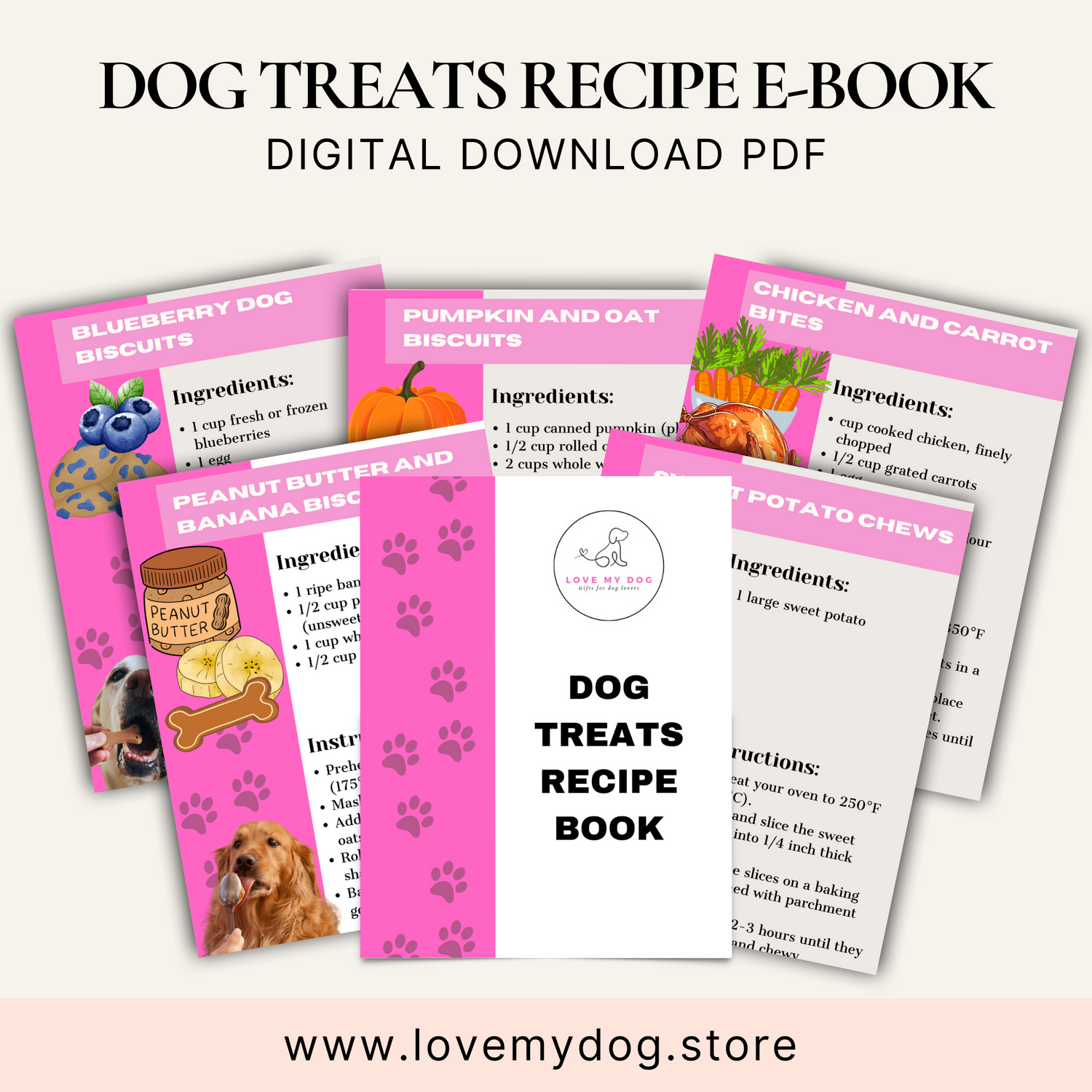 Dog treats recipe ebook digital download PDF image 