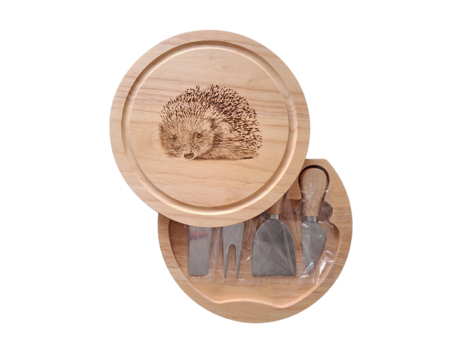 Hedgehog design cheese set with tools photo