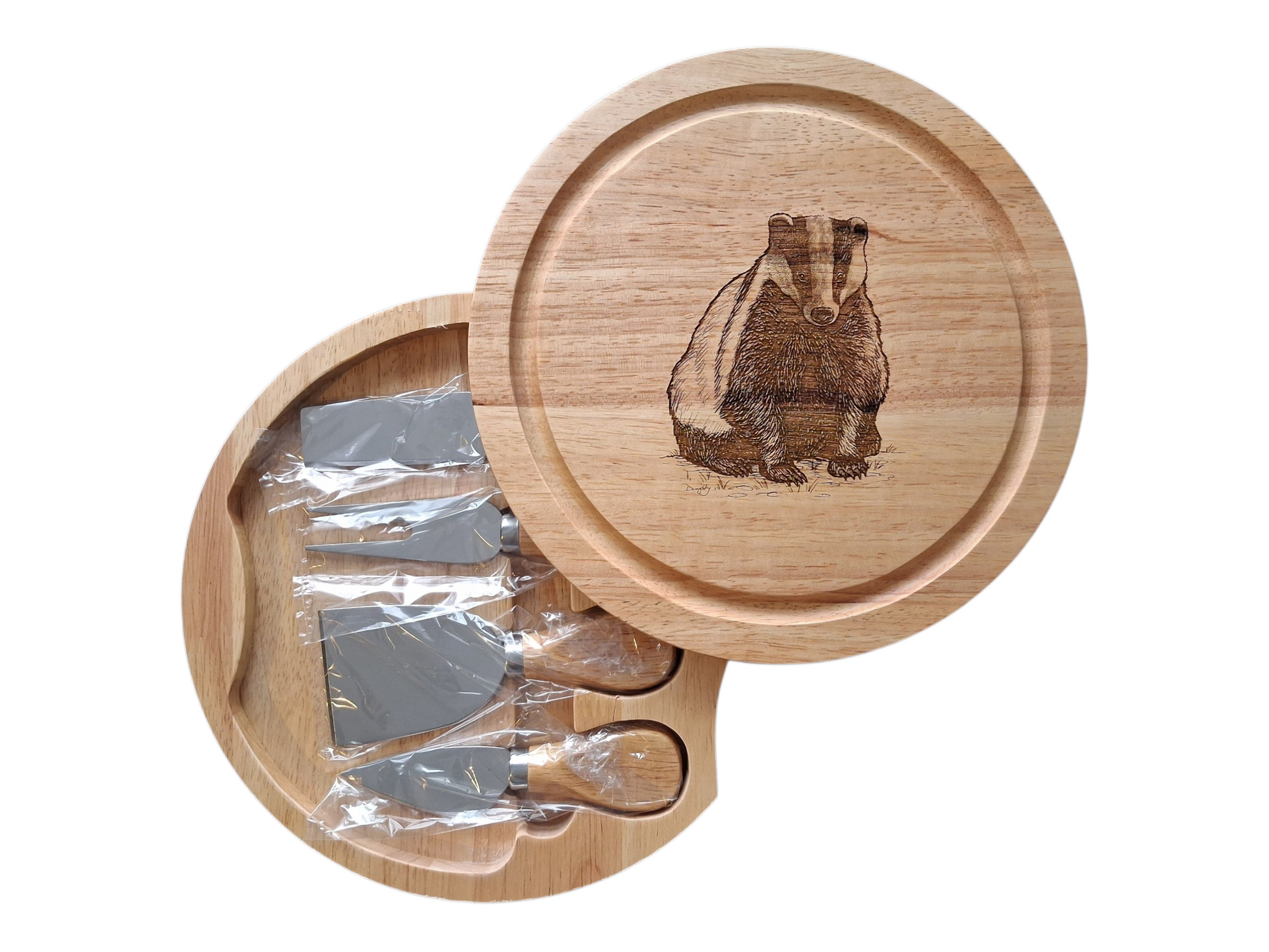 Badger Design Cheese Board Set with Tools Open 