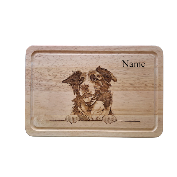 Border Collie Dog Design #2 Small Chopping Board Personalised 