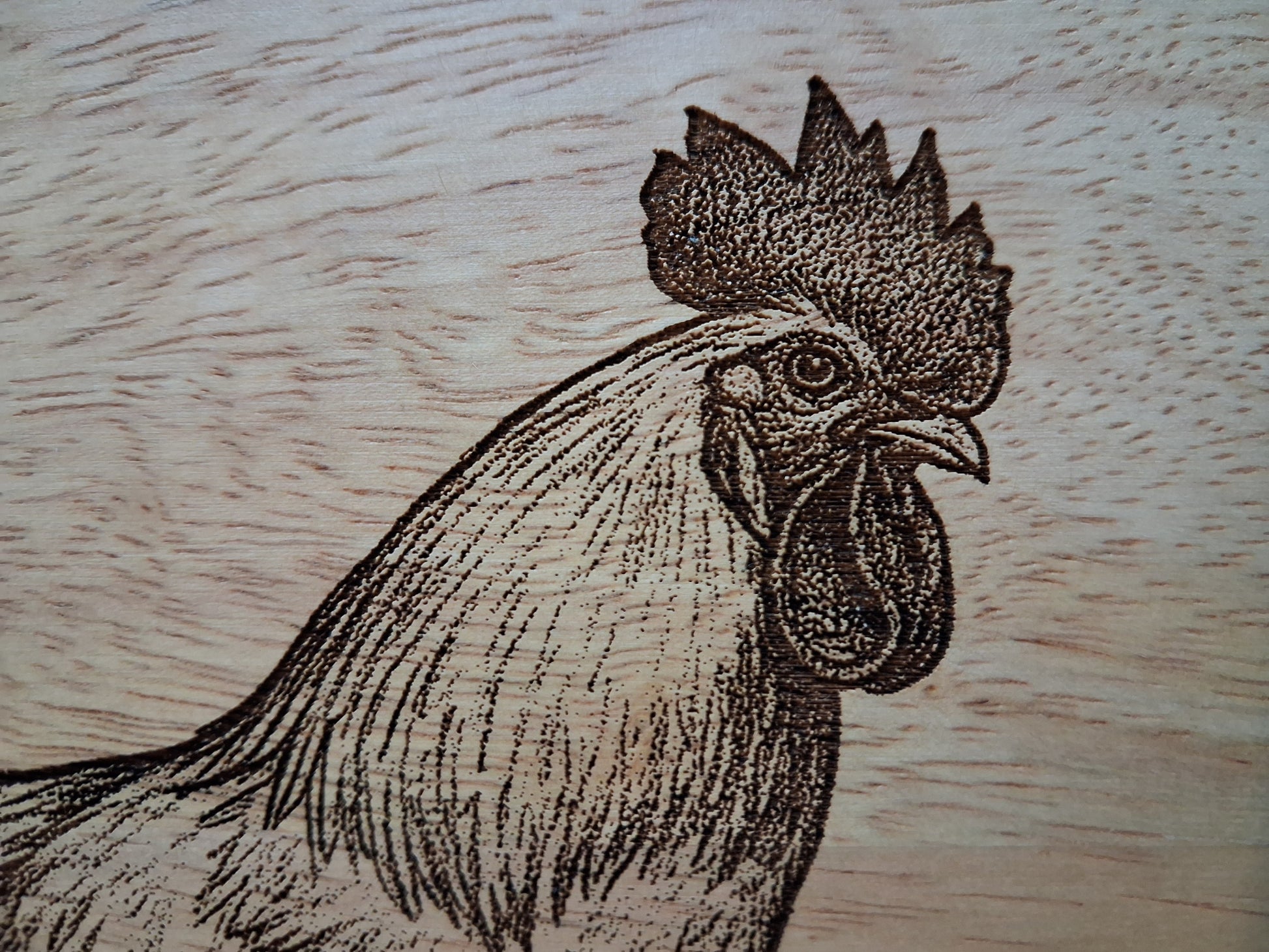 Chicken Design Medium Chopping Board With Handle Close-up 