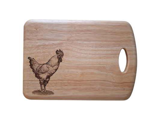 Chicken Design Medium Chopping Board With Handle Front 