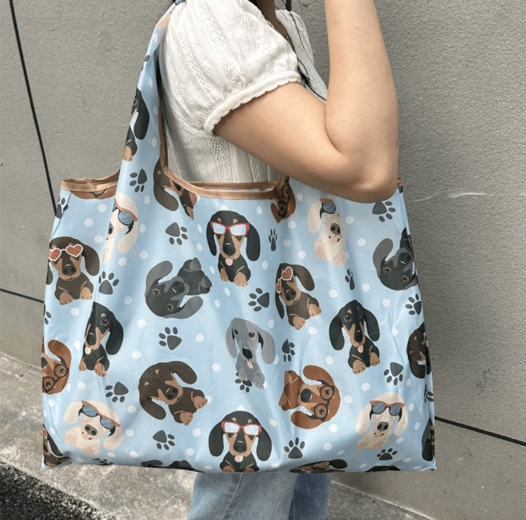 Dachshund dog design large capacity tote shoulder shopping bag