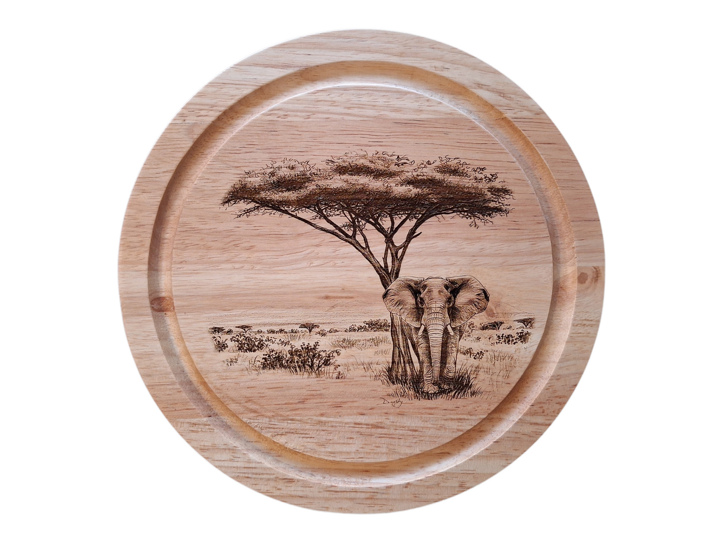 Elephant & Acacia Tree Design Cheese Board Set with Tools Closed 