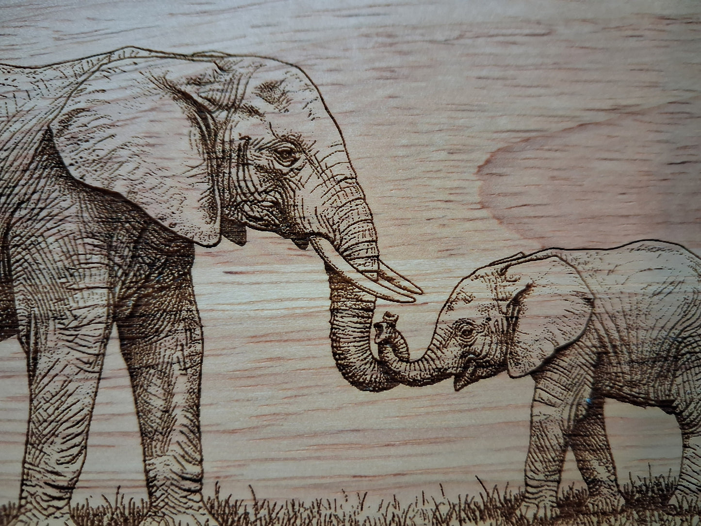Elephant & Calf - Cheese Board Set with Tools (21cm dia. x 4cm) - Close-up 