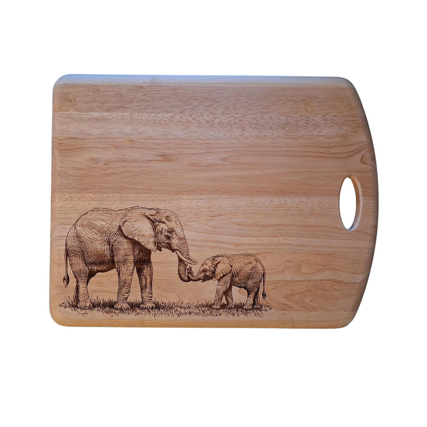 Elephant & Calf - Large Chopping Board with Handle (44x34x2cm)