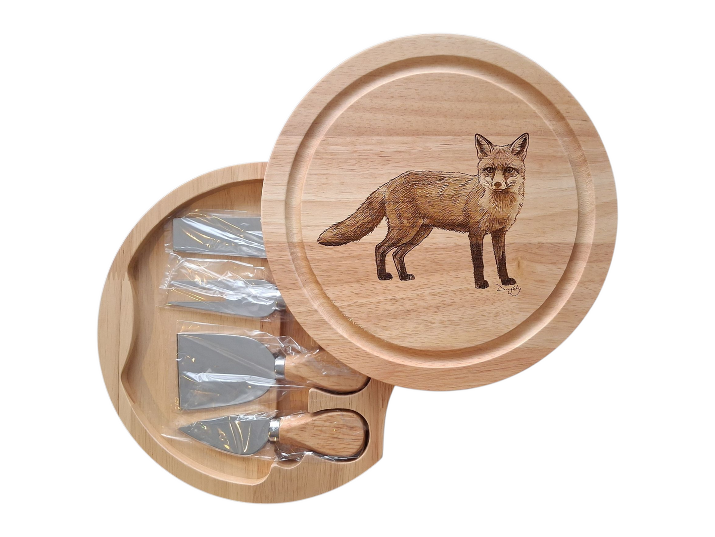 Fox Design Cheese Set with Tools Open 