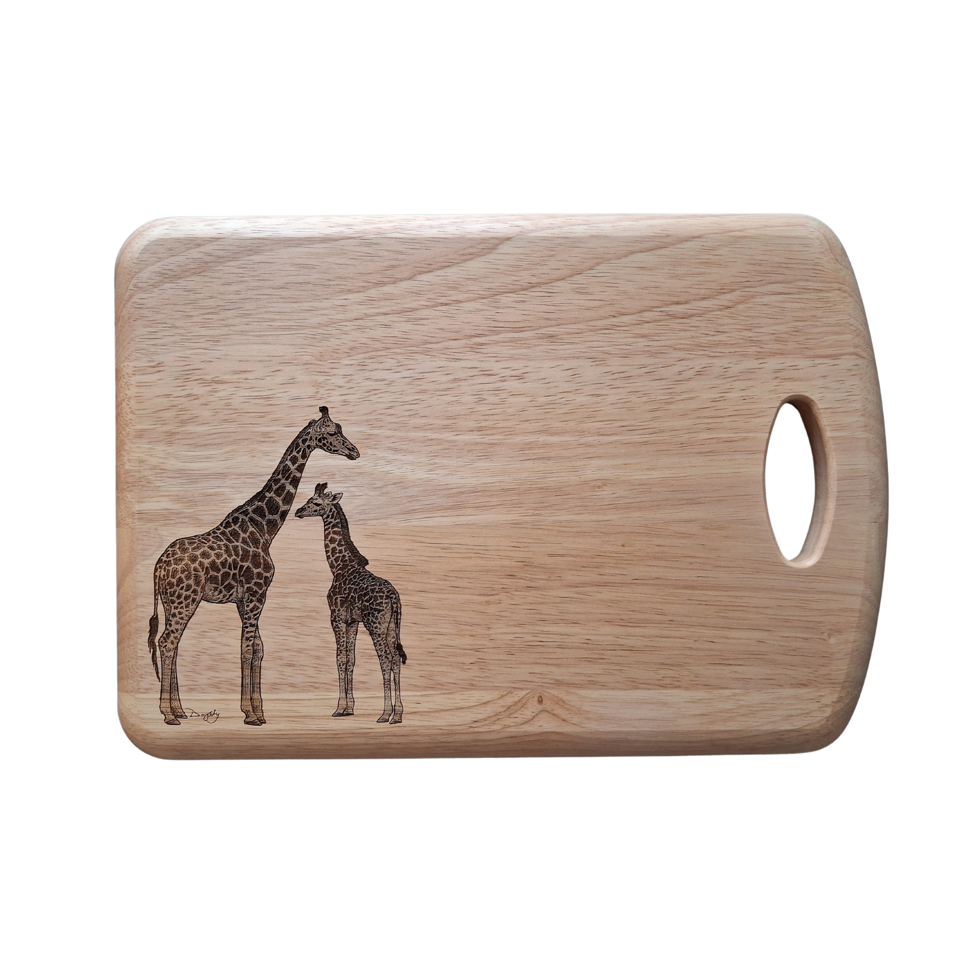 Giraffe & Calf - Medium Wooden Chopping Board (34x24x2cm)