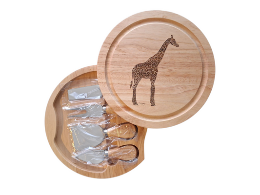 Giraffe Design Cheese Set with Tools Open 