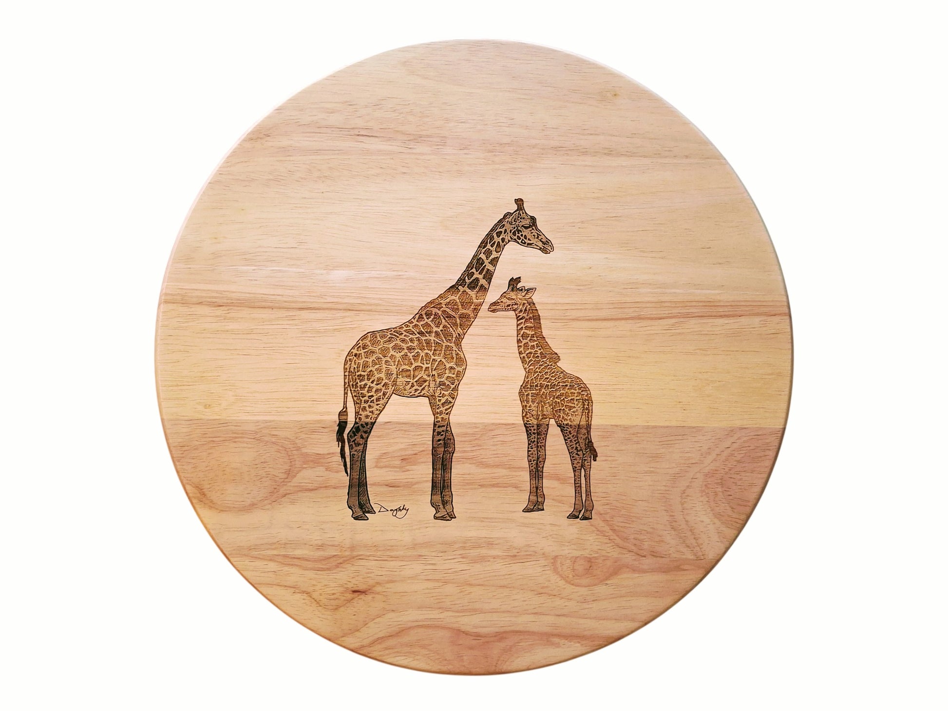 Giraffe with Calf Design Lazy Susan Front