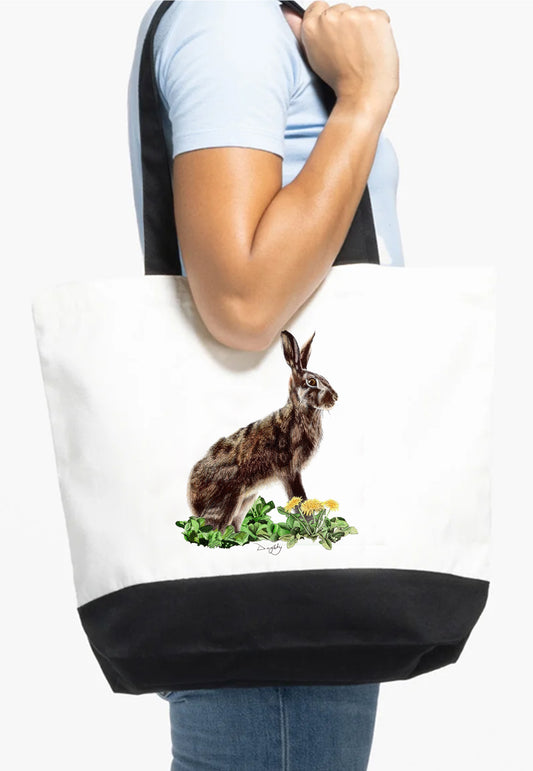 Hare *Exclusive Design* Cotton Canvas Tote Bag (H:38xW:47cm)