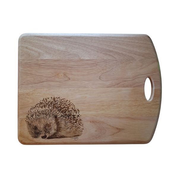 Hedgehog Design Large Chopping Board with Handle Front