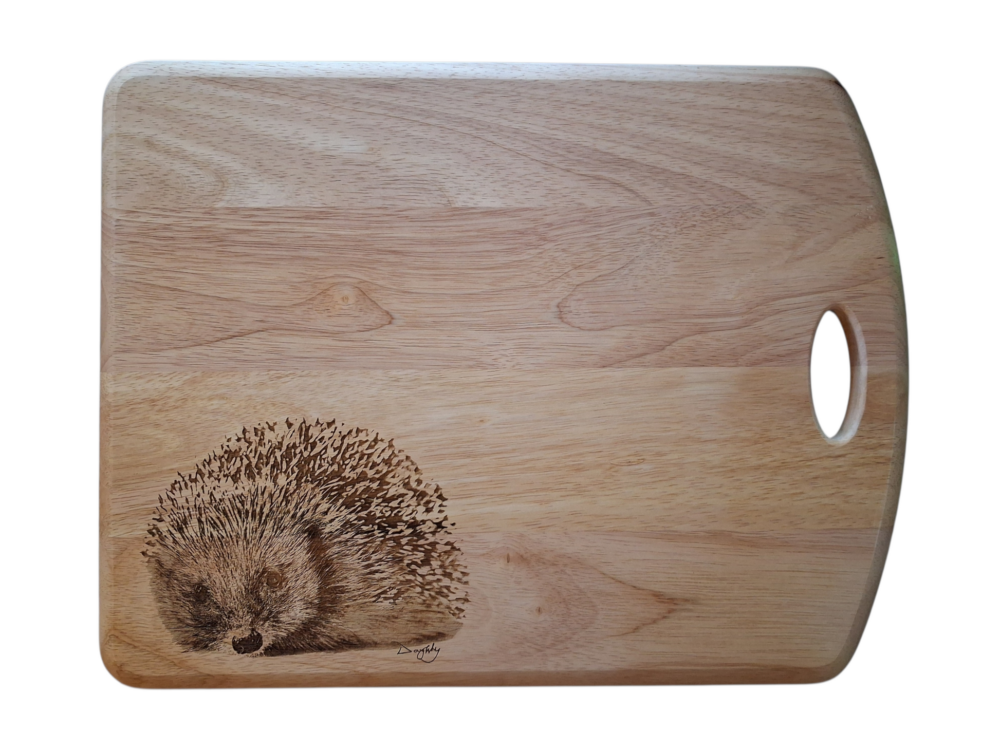 Hedgehog Design Large Chopping Board with Handle Front Image 