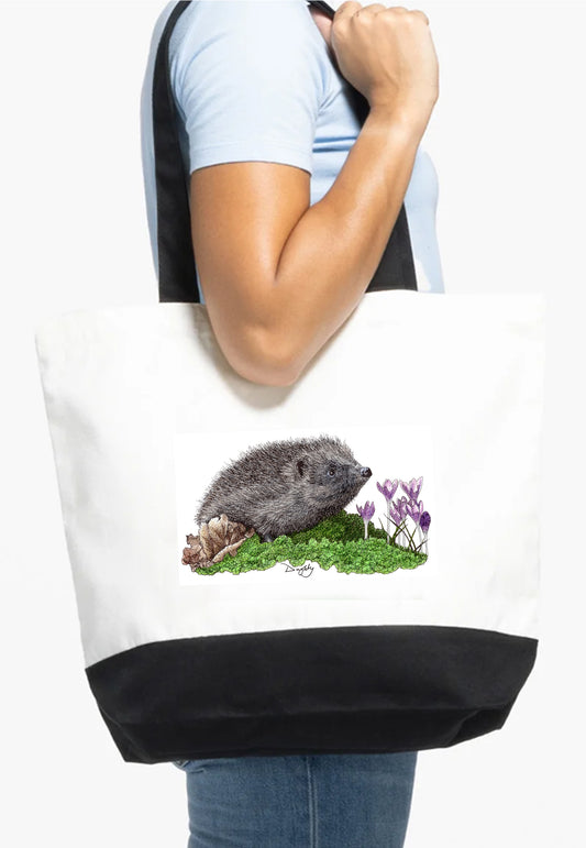 Hedgehog *Exclusive Design* Cotton Canvas Tote Bag (H:38xW:47cm)