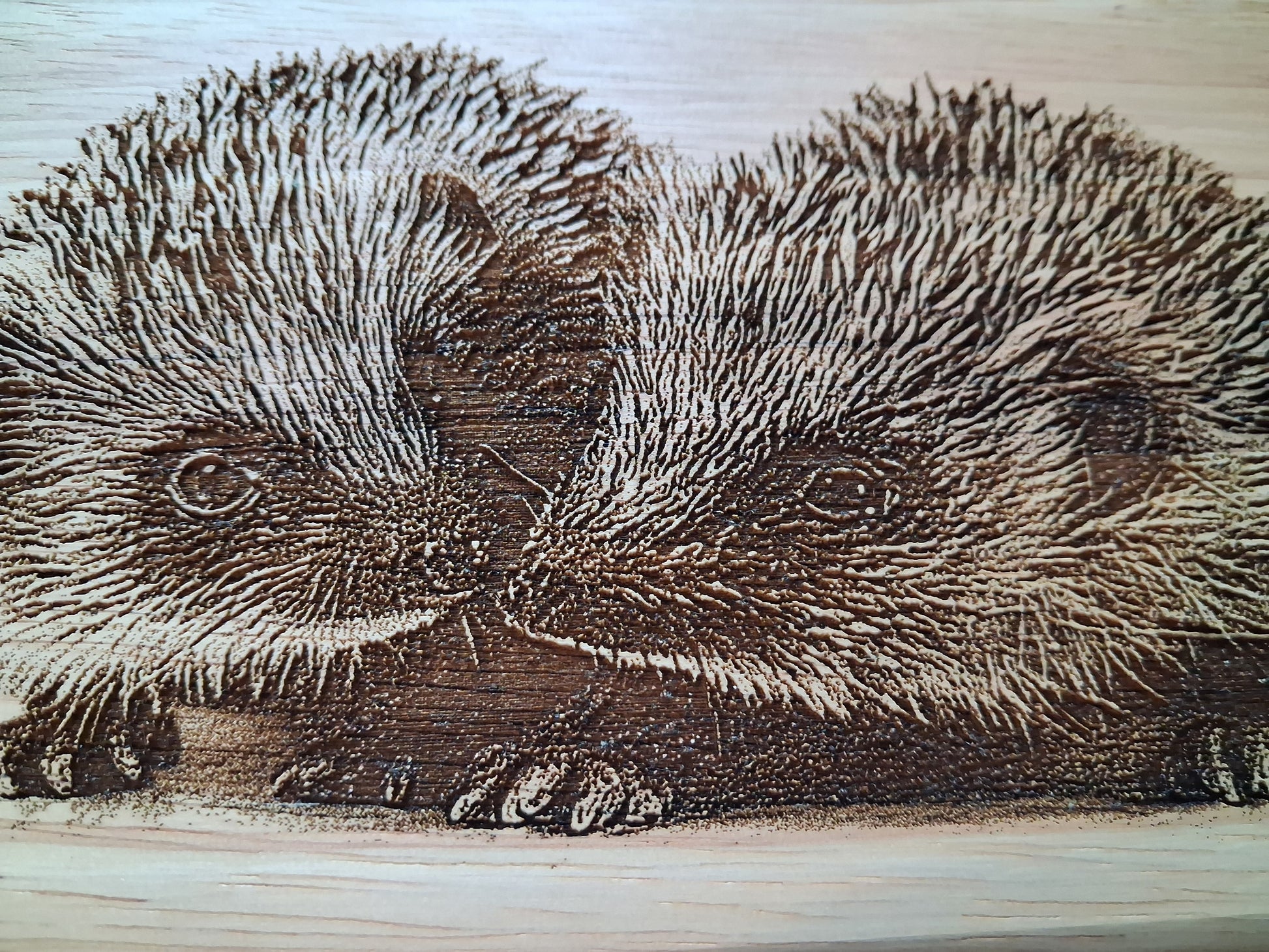 Hedgehogs 'Love is...' Design Medium Chopping Board With Handle Close-up 
