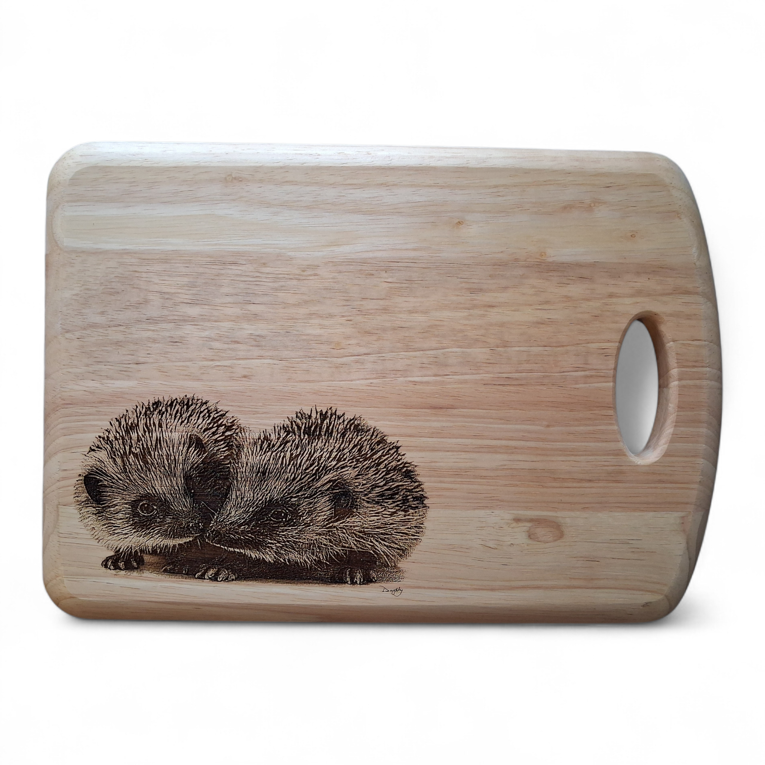 Hedgehogs 'Love is...' Design Medium Chopping Board With Handle Front 