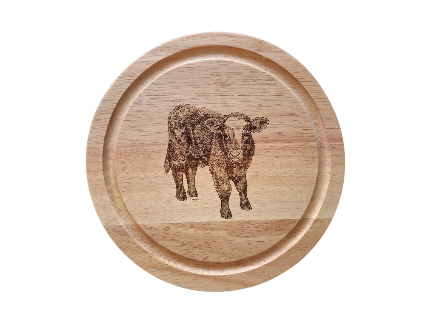 Highland Cow Calf 'Buttercup' Design Cheese Board Set with Tools Closed 