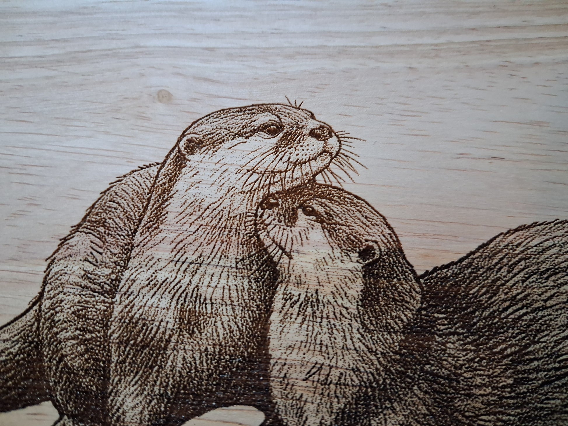 Otter 'Love is...' Design Medium Chopping Board With Handle Close-up 