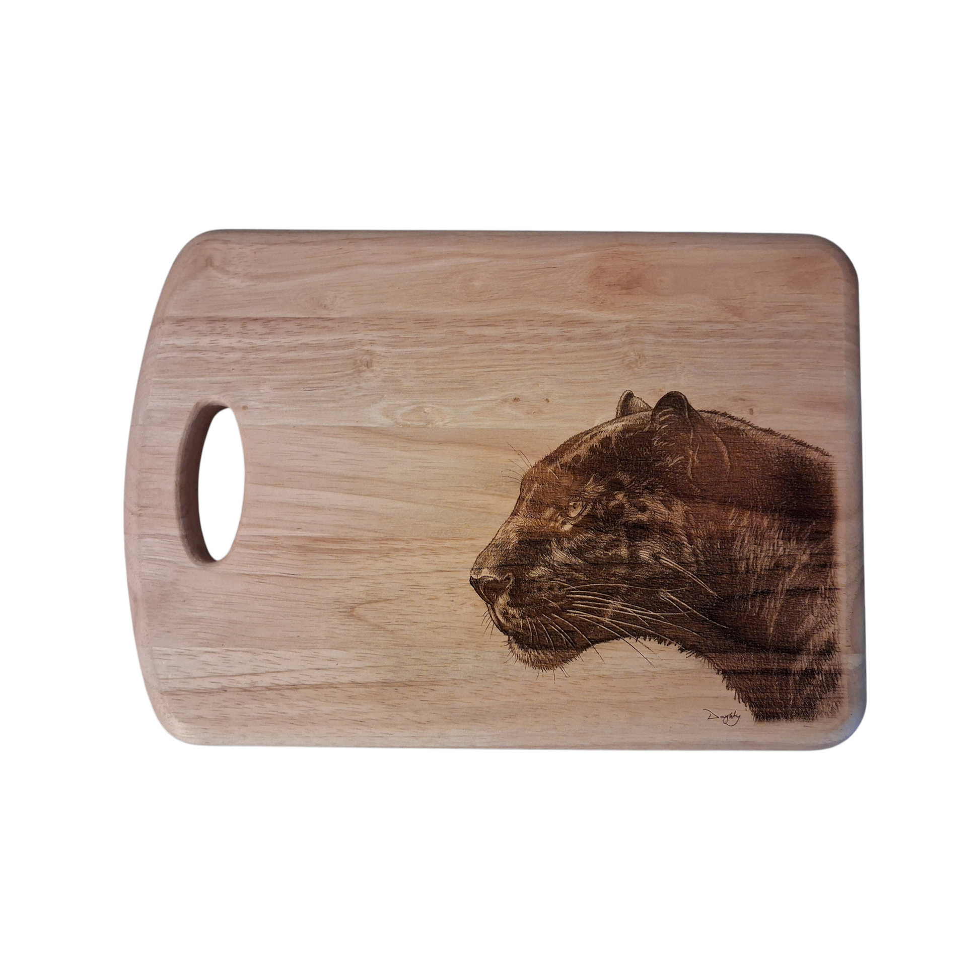 Panther Design Medium Chopping Board With Handle Front
