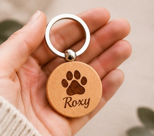 Personalised Engraved Pet Keyring - Shown in Hand