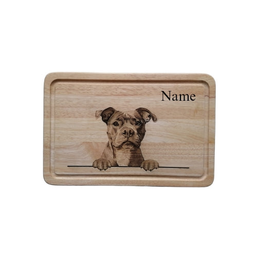 Personalised Staffordshire Bull Terrier Design Chopping Board 