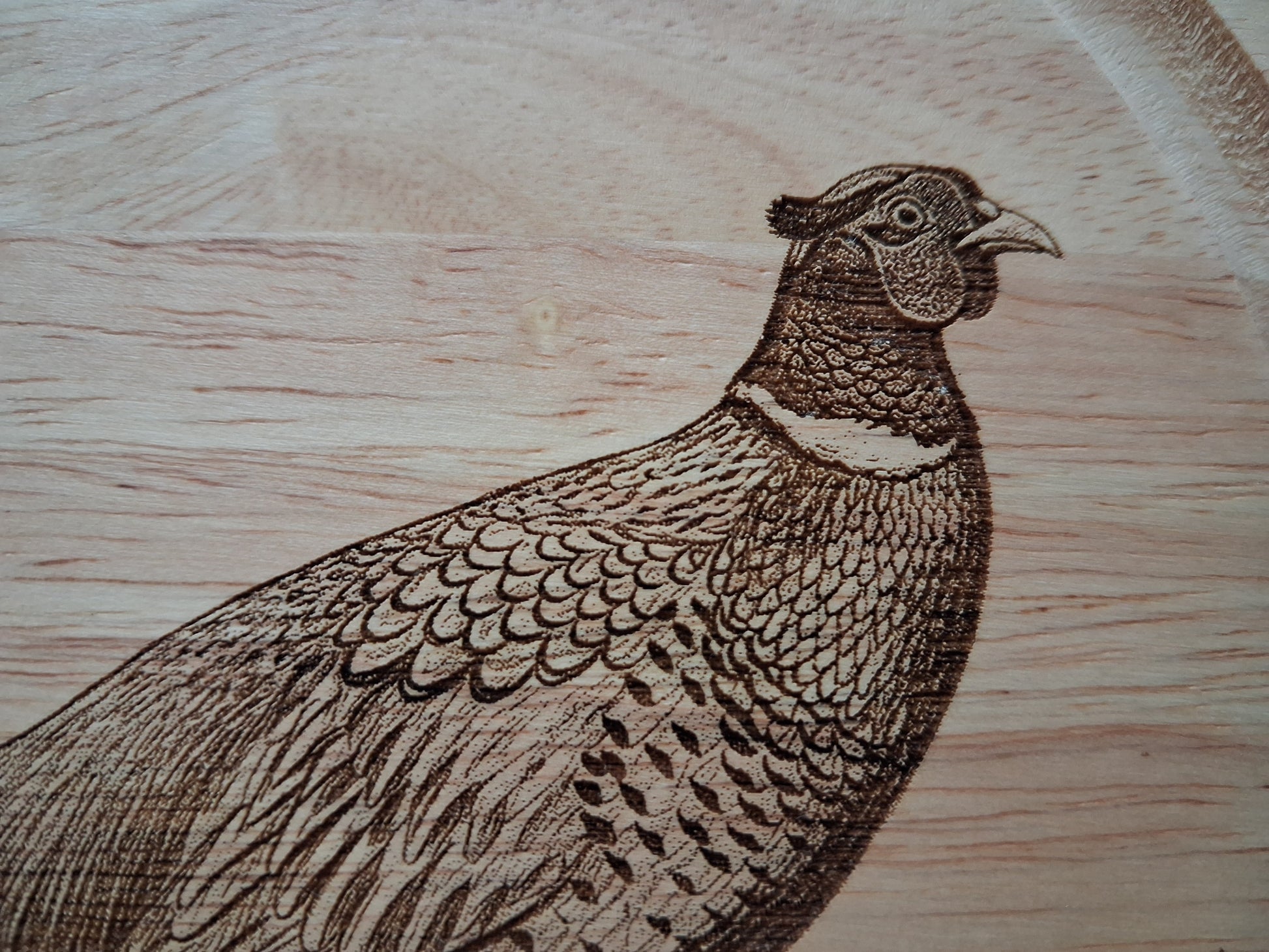 Pheasant Design Cheese Board Set with Tools Close-up 