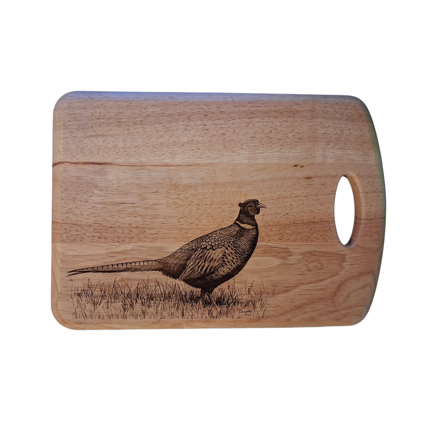 Pheasant Design Medium Chopping Board With Handle Front 