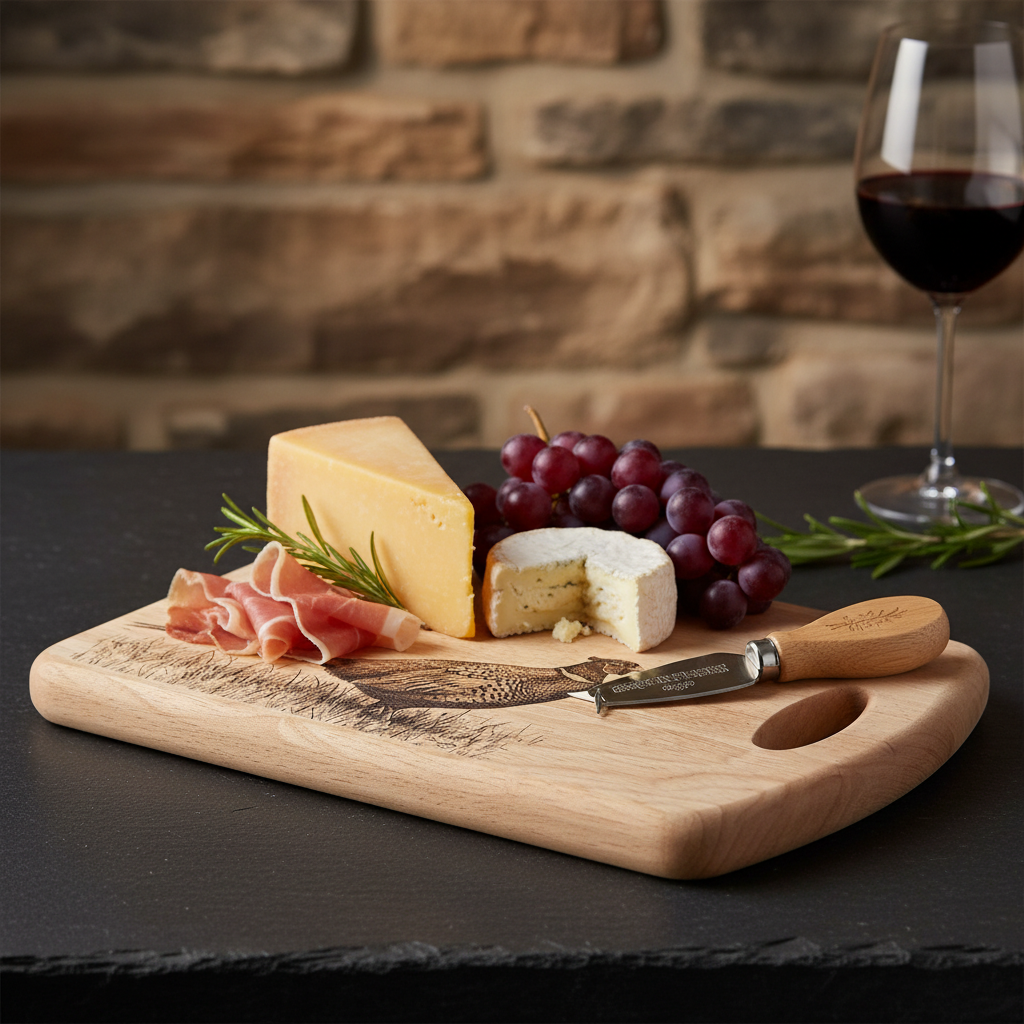 Pheasant Design Medium Chopping Board With Handle Lifestyle 