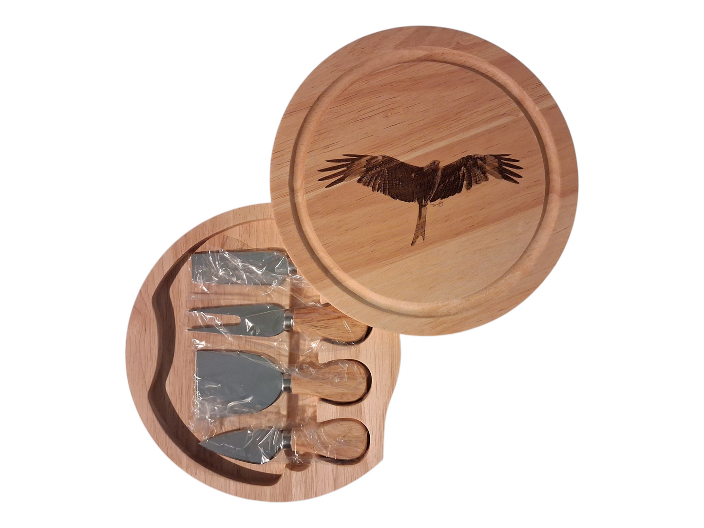 Red Kite Design Cheese Board Set with Tools Open