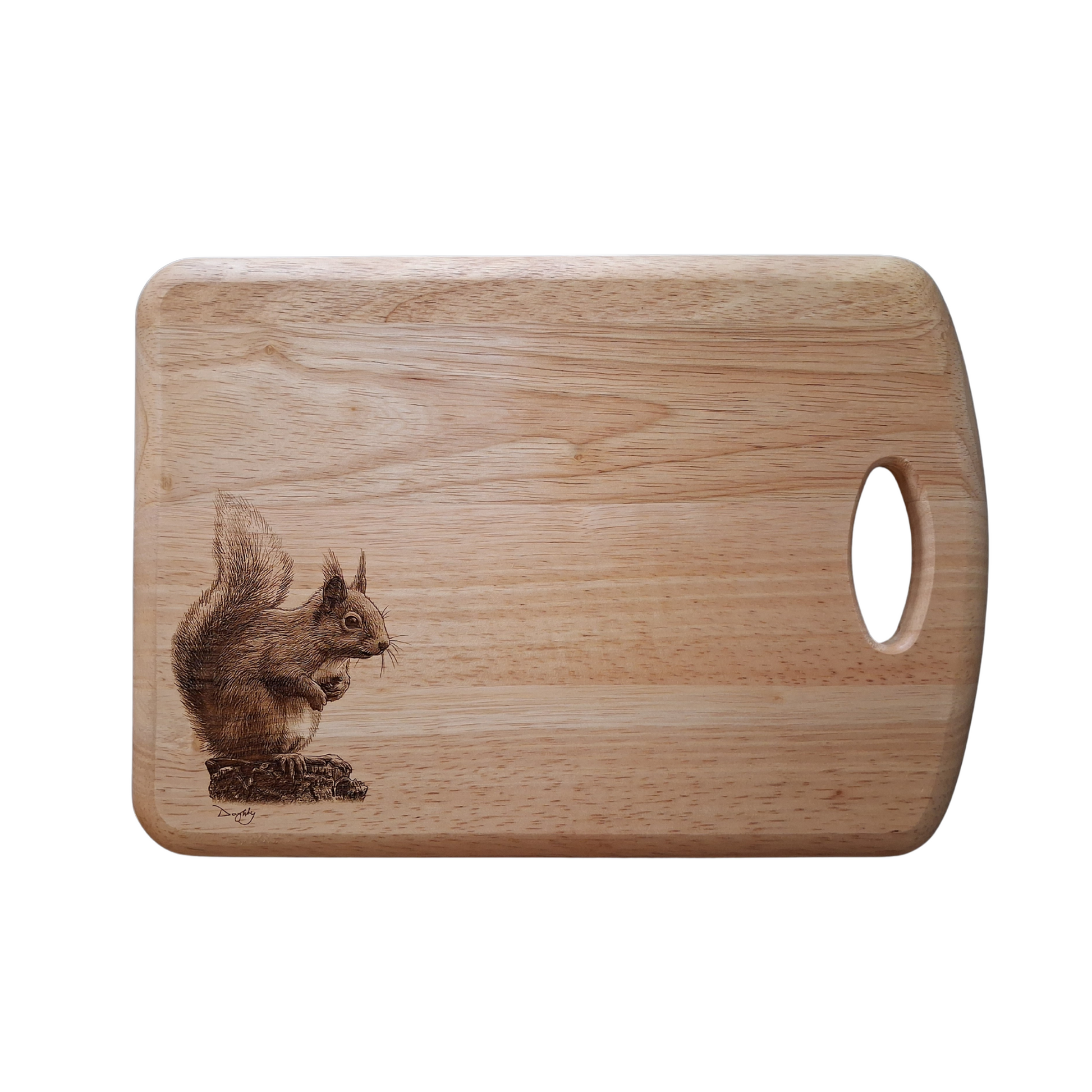 Red Squirrel - Medium Wooden Chopping Board (34x24x2cm)