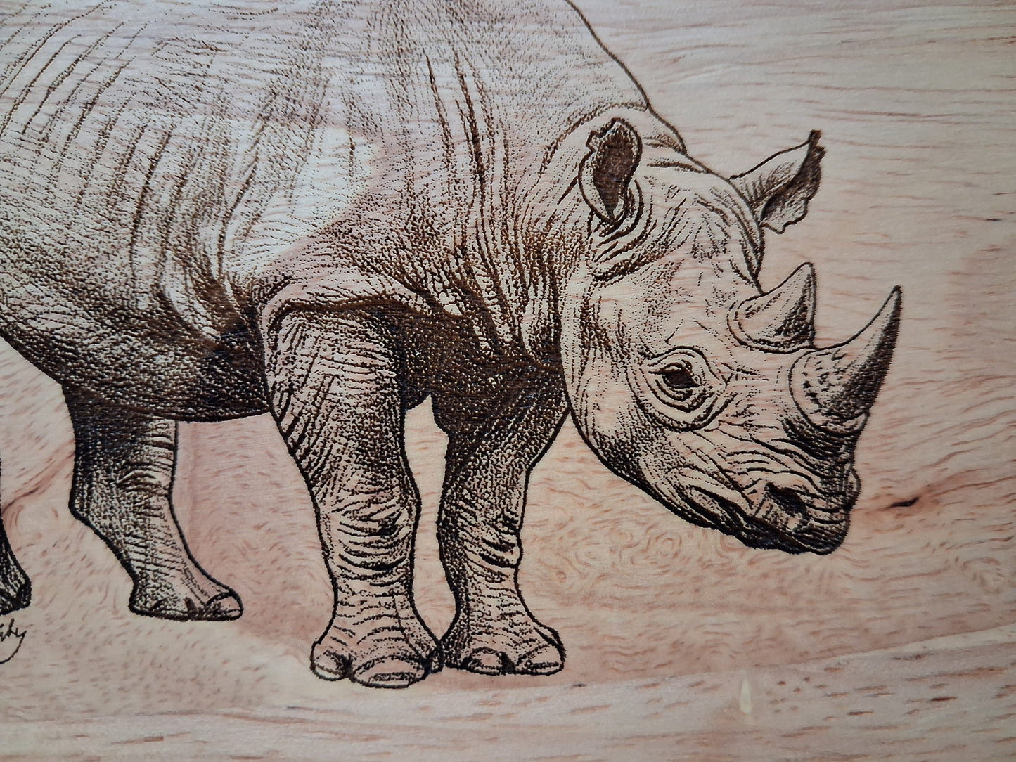 Rhinoceros Design Cheese Board Set with Tools Close-up 