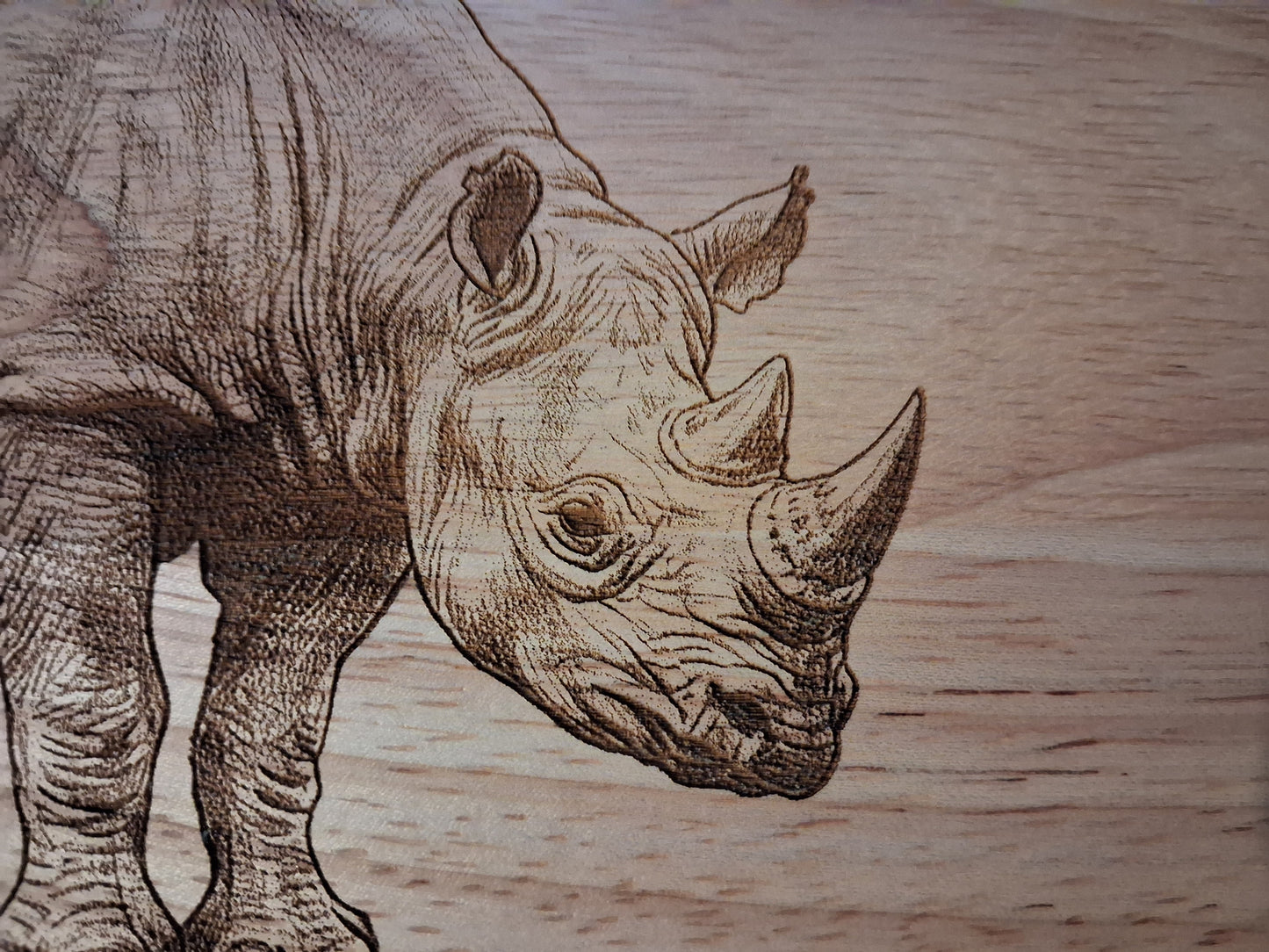 Rhinoceros Design Medium Chopping Board  Close-up 