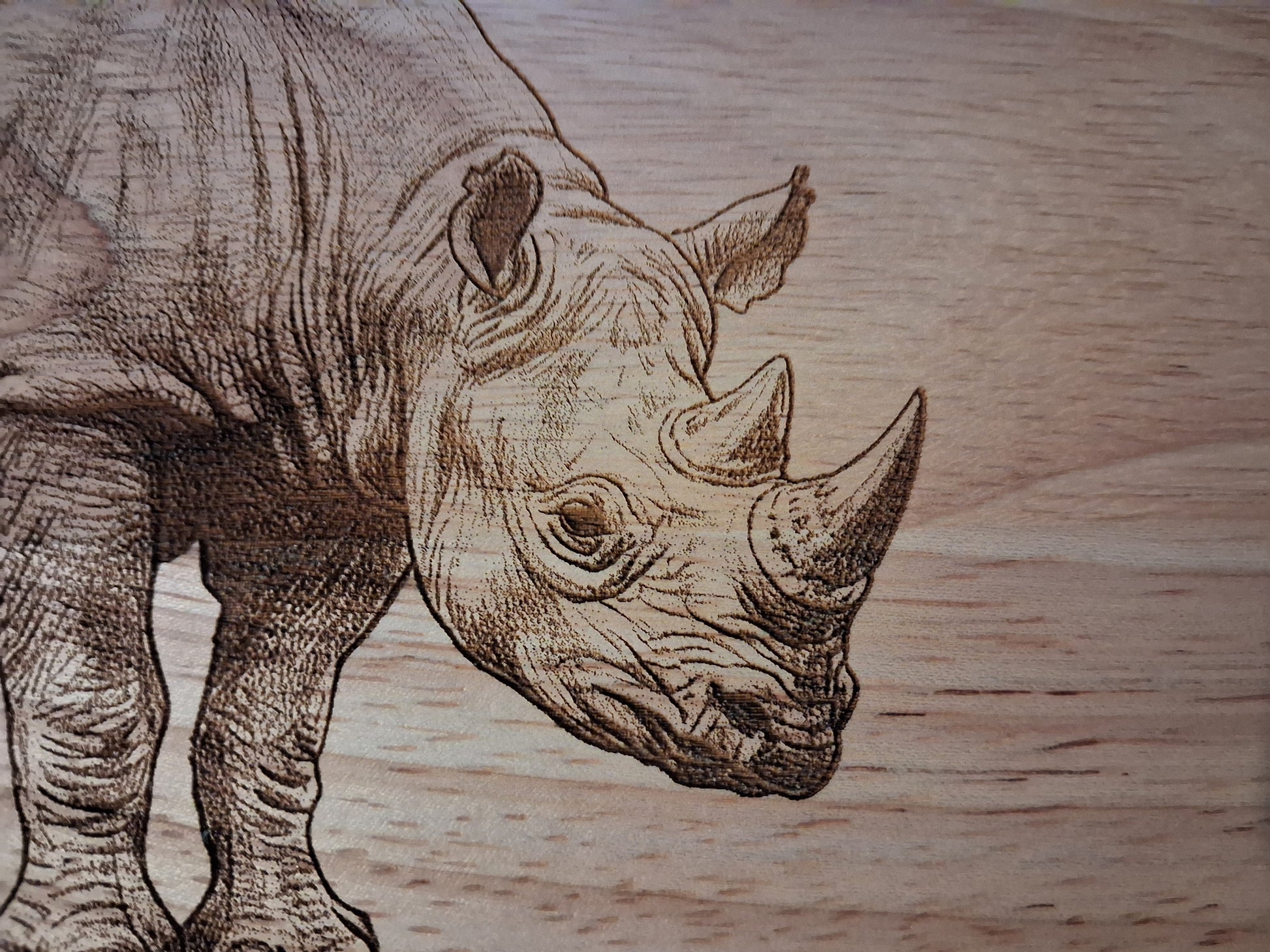Rhinoceros Design Medium Chopping Board  Close-up 