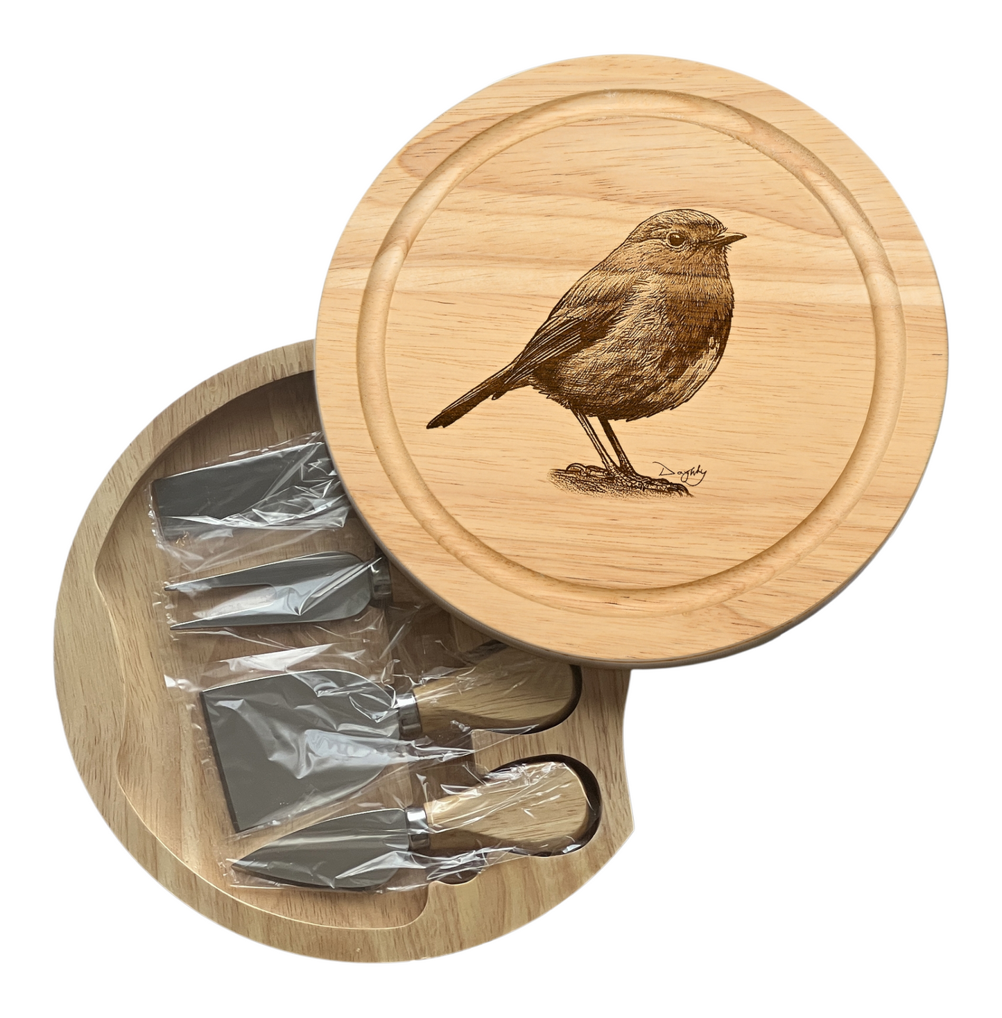 Robin Design Cheese Set with Tools Open Image 
