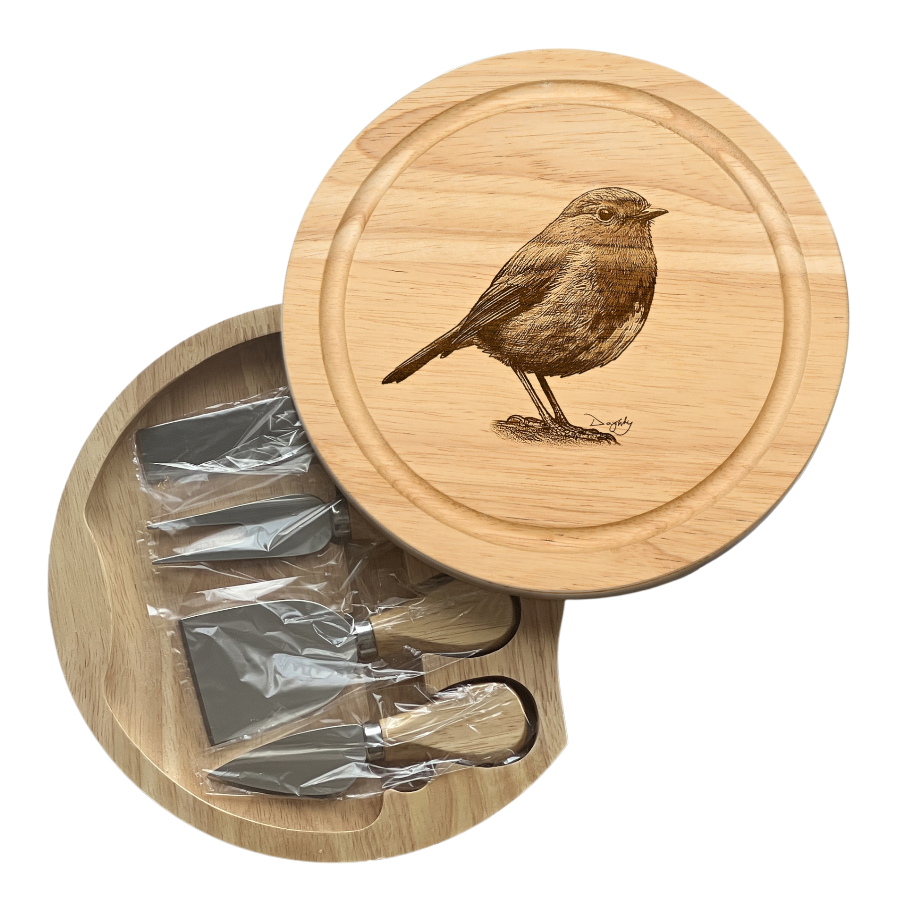 Robin Design Cheese Set with Tools Open Image 