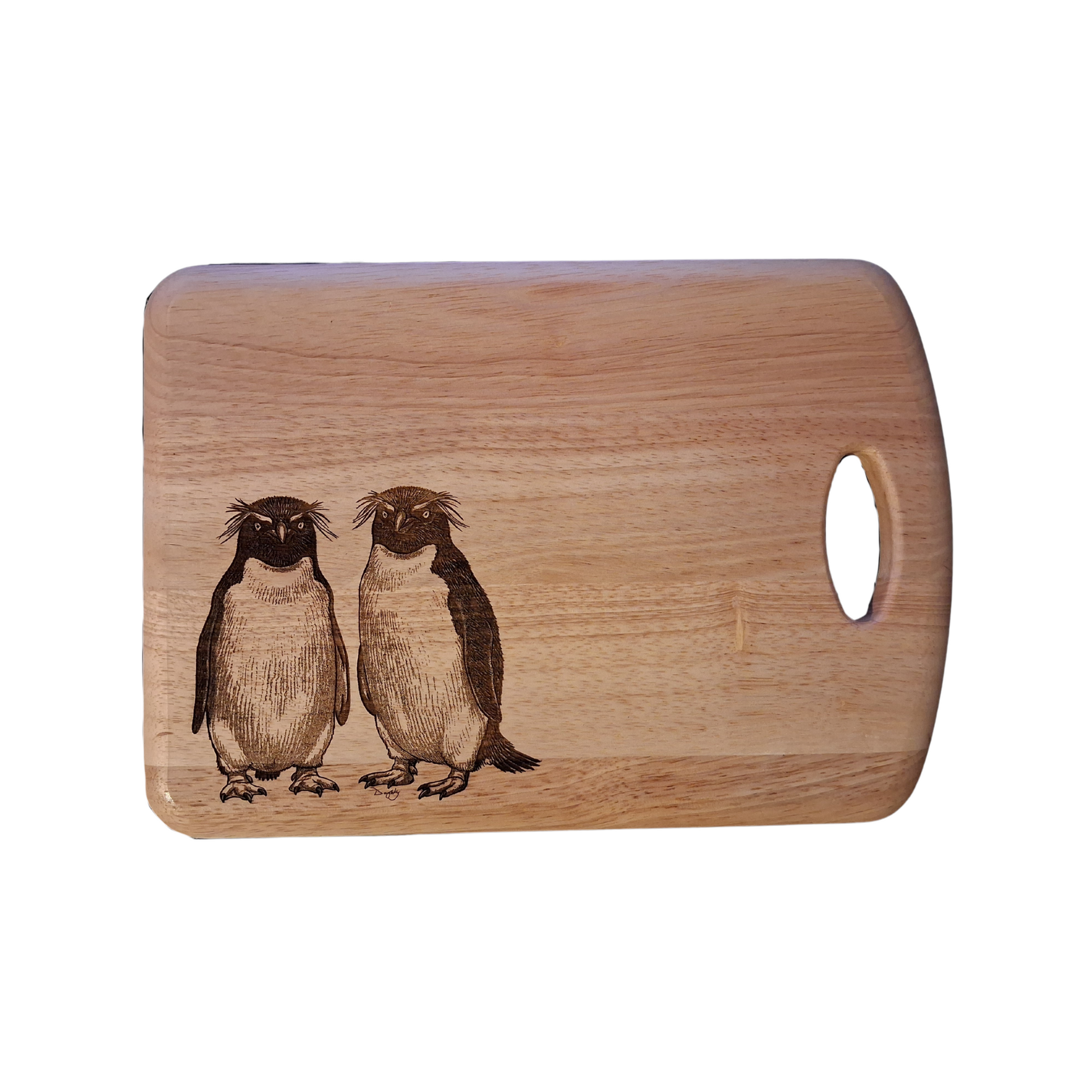 Rockhopper Penguins - Medium Wooden Chopping Board (34x24x2cm)