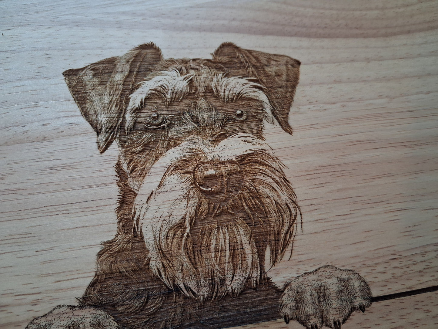 Schnauzer Dog Design #1 Small Chopping Board Close-up 