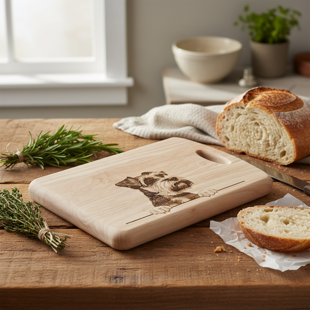 Schnauzer Dog Design #3 Medium Chopping Board Lifestyle 