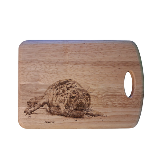 Seal Design Medium Chopping Board With Handle Front 
