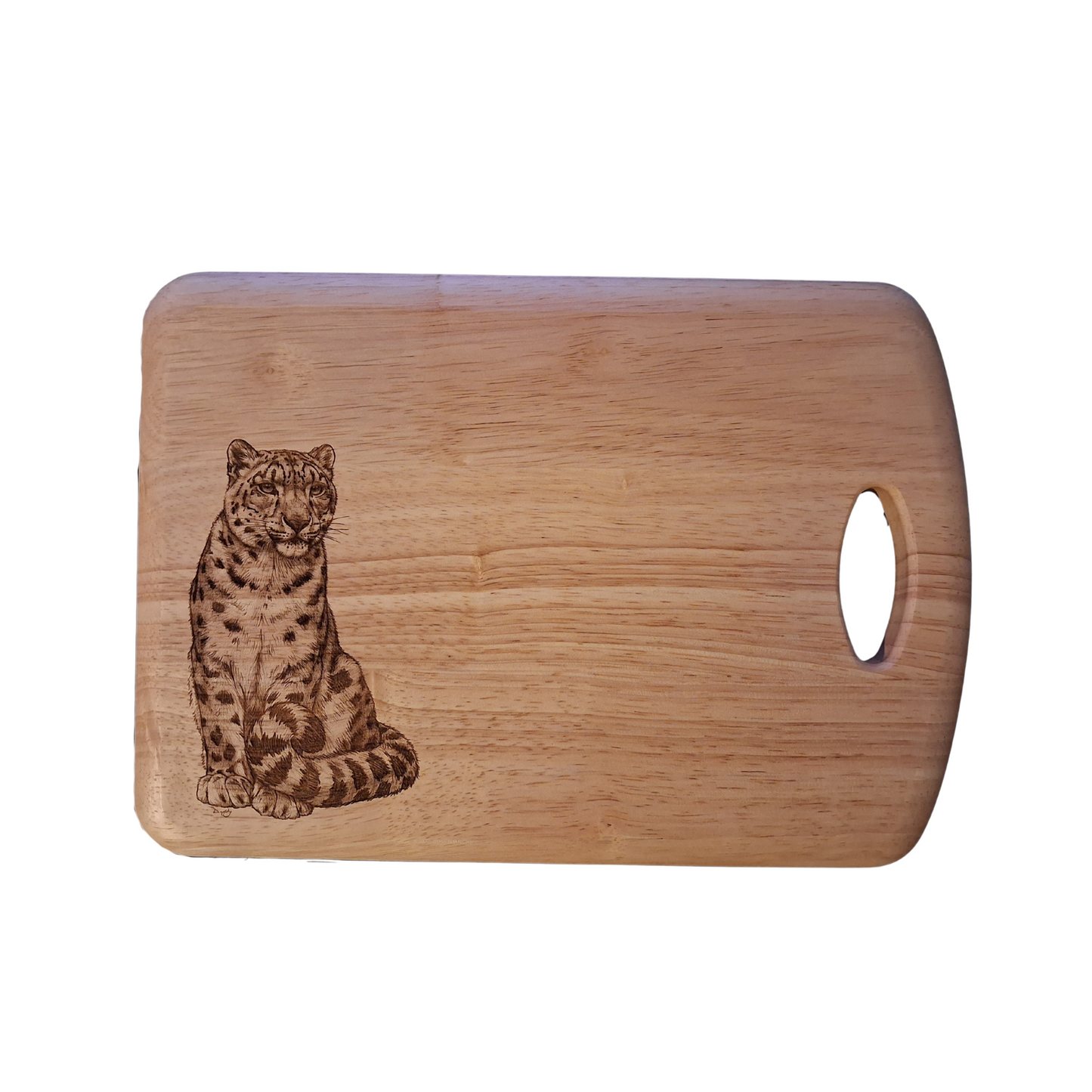 Snow Leopard - Medium Wooden Chopping Board (34x24x2cm)
