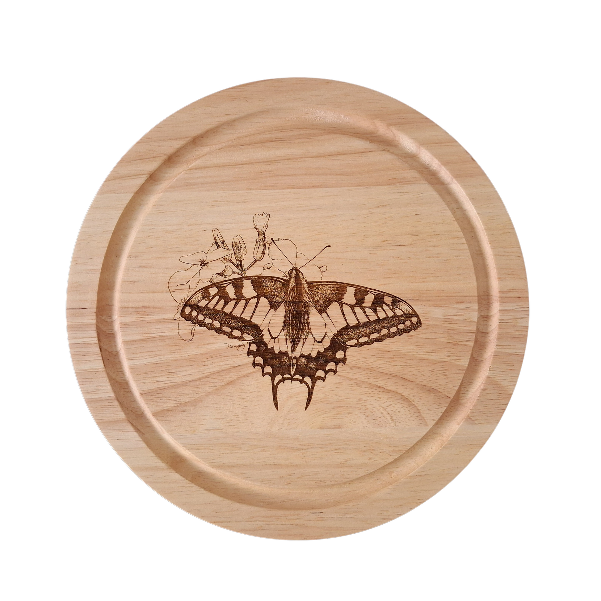 Swallowtail Butterfly - Cheese Board Set with Tools (21cm dia. x 4cm) Closed