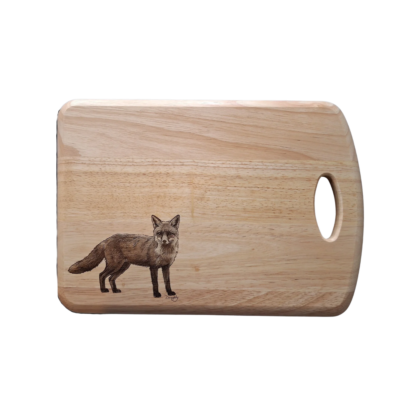 The Curious Fox - Medium Wooden Chopping Board (34x24x2cm)
