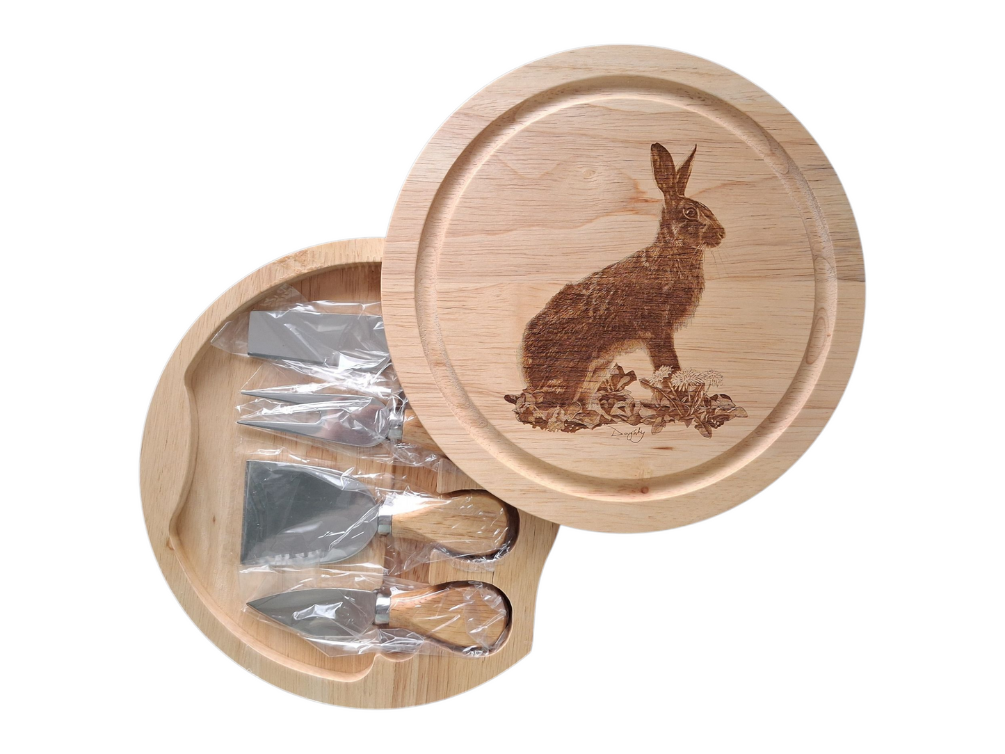 The Watchful Hare - Cheese Board Set with Tools 