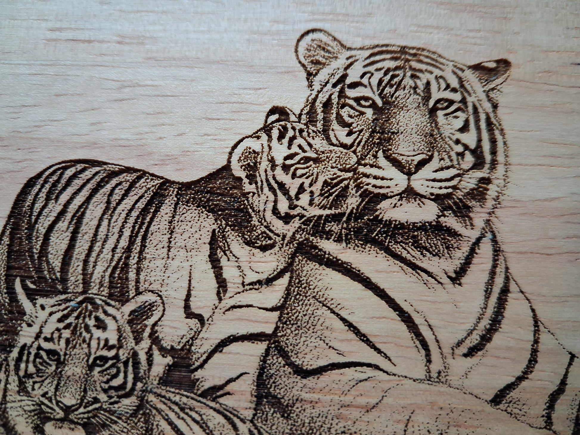 Tiger Family Design Cheese Board Set with Tools Close-up 